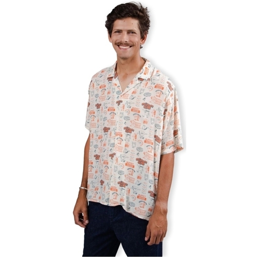 textil Herr Långärmade skjortor Brava Fabrics Buffet Aloha Shirt - Sand Vit