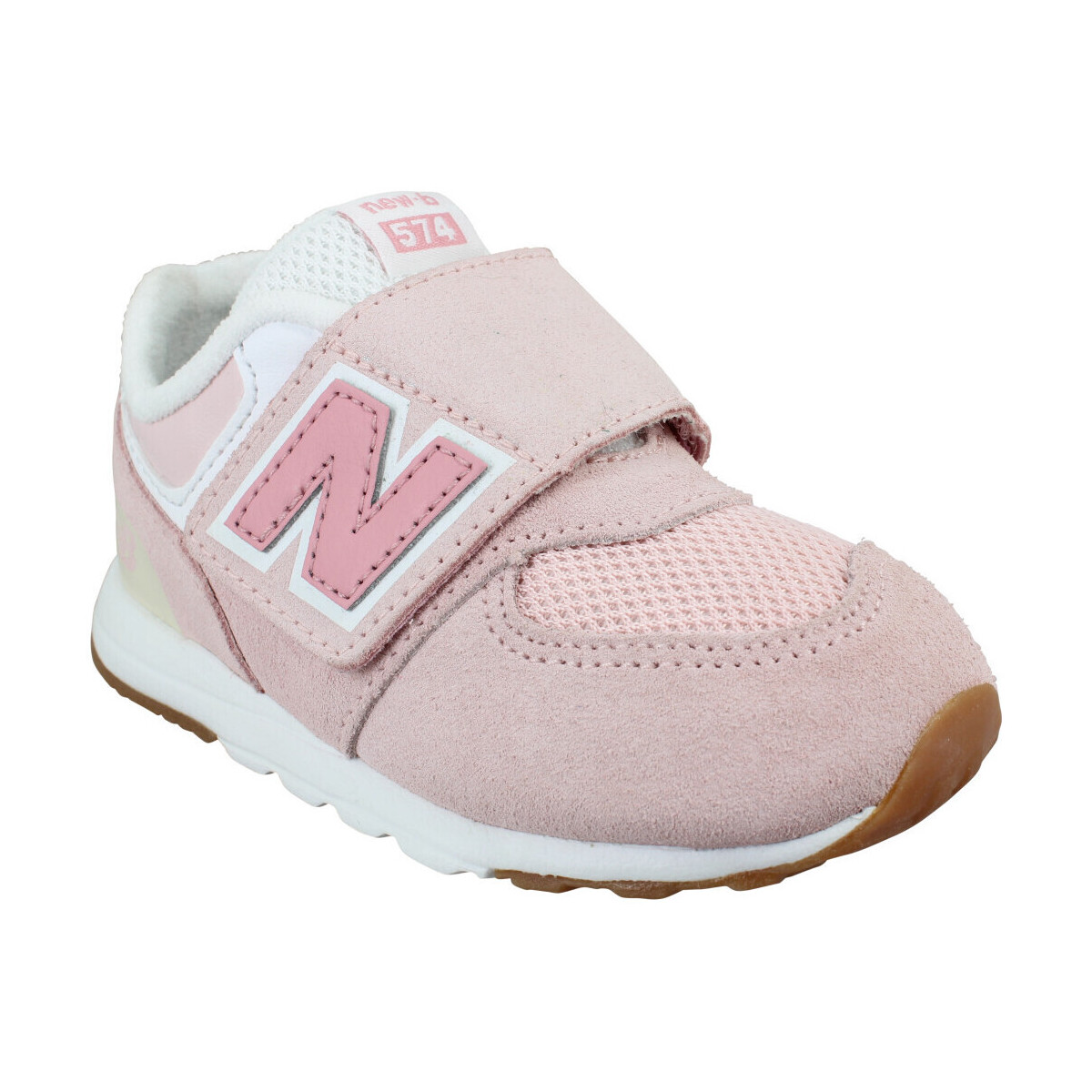 Skor Barn Sneakers New Balance 574 Velours Toile Enfant Crystal Rosa