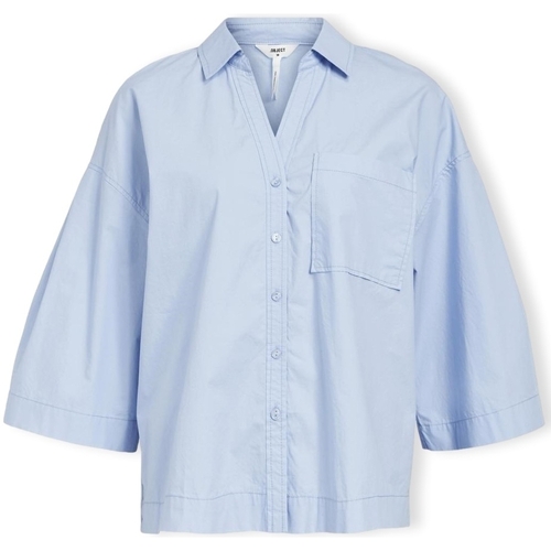 textil Dam Blusar Object Demi Shirt 3/4 - Brunnera Blue Blå