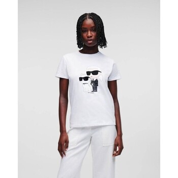 textil Dam T-shirts & Pikétröjor Karl Lagerfeld 230W1704 IKONIC 2.0 Vit