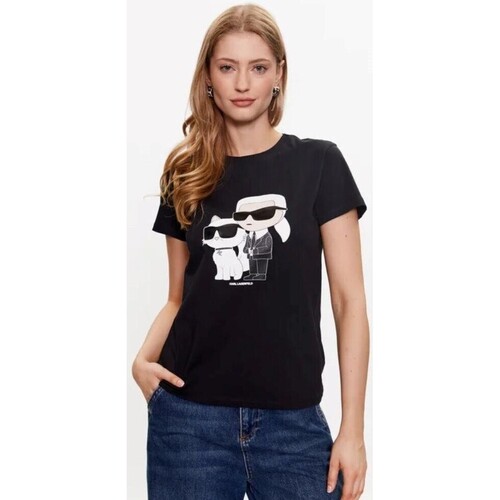 textil Dam T-shirts & Pikétröjor Karl Lagerfeld 230W1704 IKONIC 2.0 Svart