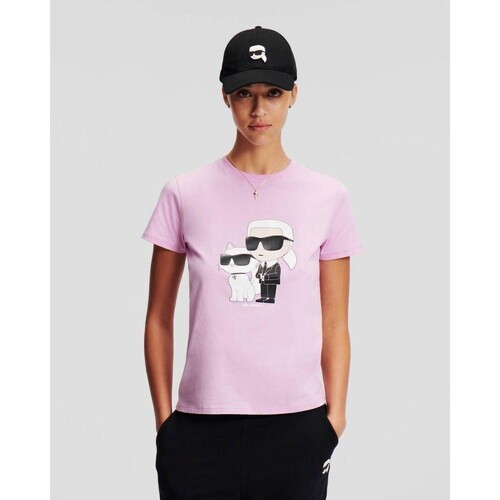 textil Dam T-shirts & Pikétröjor Karl Lagerfeld 230W1704 IKONIC 2.0 Rosa