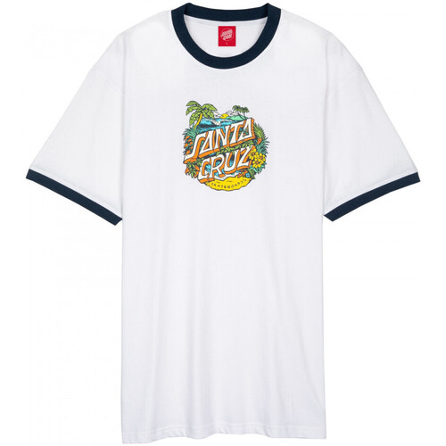 textil Herr T-shirts & Pikétröjor Santa Cruz Aloha dot front ringer Vit
