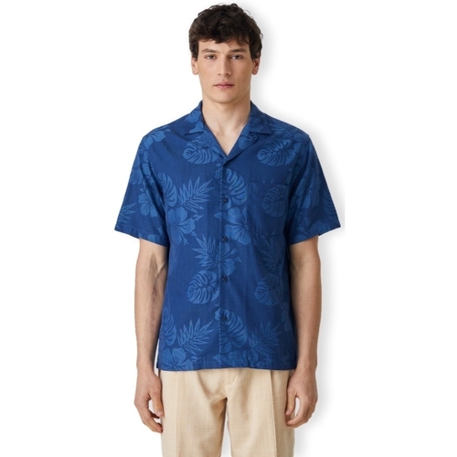 textil Herr Långärmade skjortor Portuguese Flannel Island Jaquard Flowers Shirt - Blue Blå