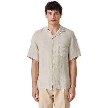 textil Herr Långärmade skjortor Portuguese Flannel Linen Camp Collar Shirt - Raw Beige