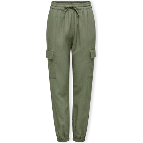 textil Dam Byxor Only Noos Caro Pull Up Trousers - Oil Green Grön