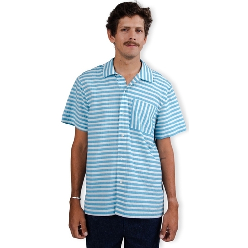 textil Herr Långärmade skjortor Brava Fabrics Stripes Shirt - Blue Vit