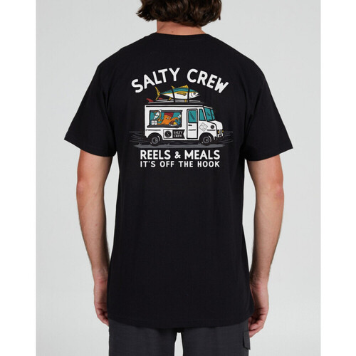 textil Herr T-shirts & Pikétröjor Salty Crew Reels & meals premium s/s tee Svart