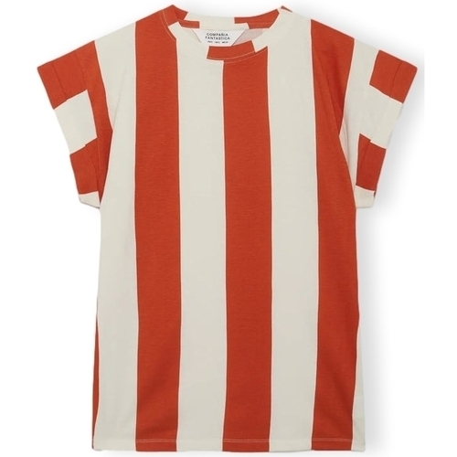 textil Dam Sweatshirts Compania Fantastica COMPAÑIA FANTÁSTICA T-shirt 42103 - White/Rust Orange
