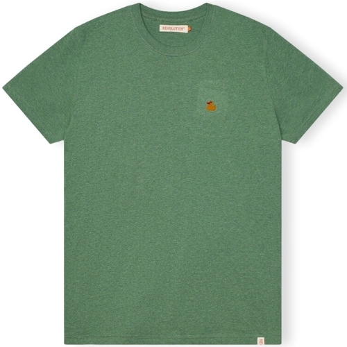 textil Herr T-shirts & Pikétröjor Revolution T-Shirt Regular 1368 DUC - Dustgreen Melange Grön