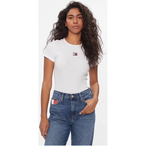 textil Dam T-shirts & Pikétröjor Tommy Jeans DW0DW17881 Vit
