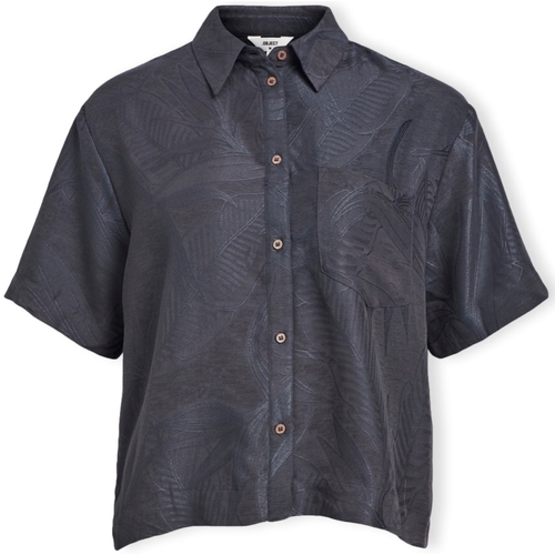 textil Dam Blusar Object Hannima Shirt S/S - Black Svart