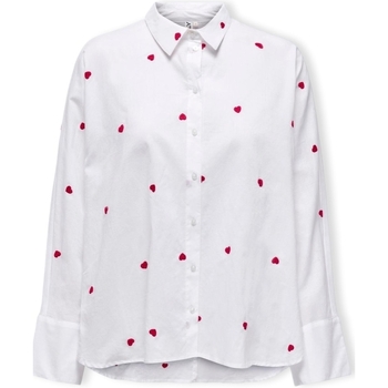 Only New Lina Grace Shirt L/S - Bright White/Heart Vit