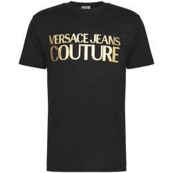 textil Herr T-shirts Versace Jeans Couture Logo Thick Foil T-shirt Black Svart