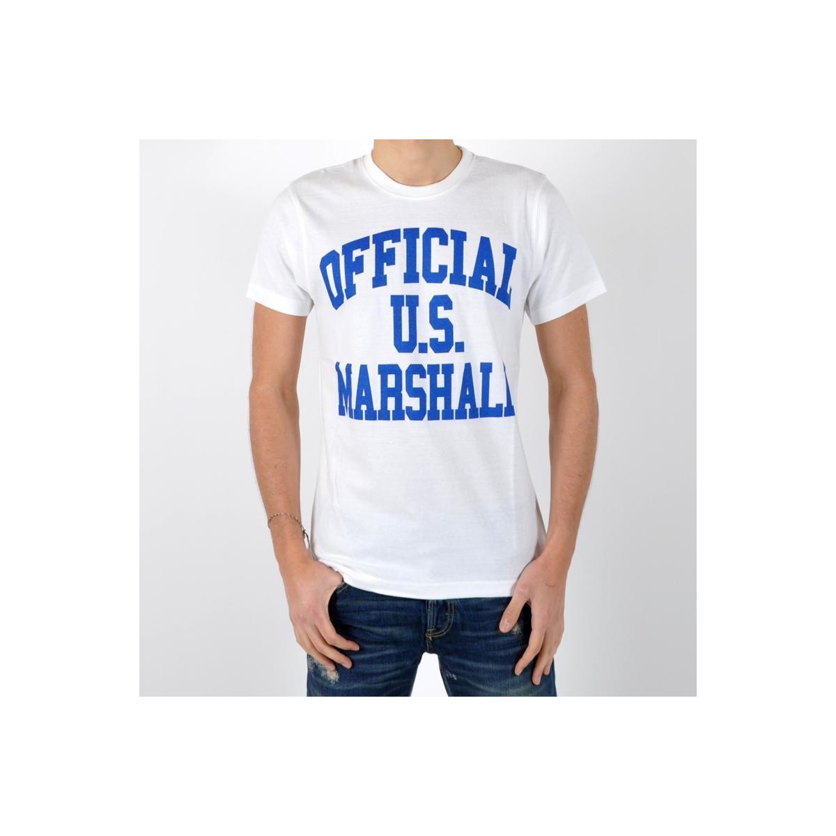textil Herr T-shirts U.S Marshall 15489 Vit