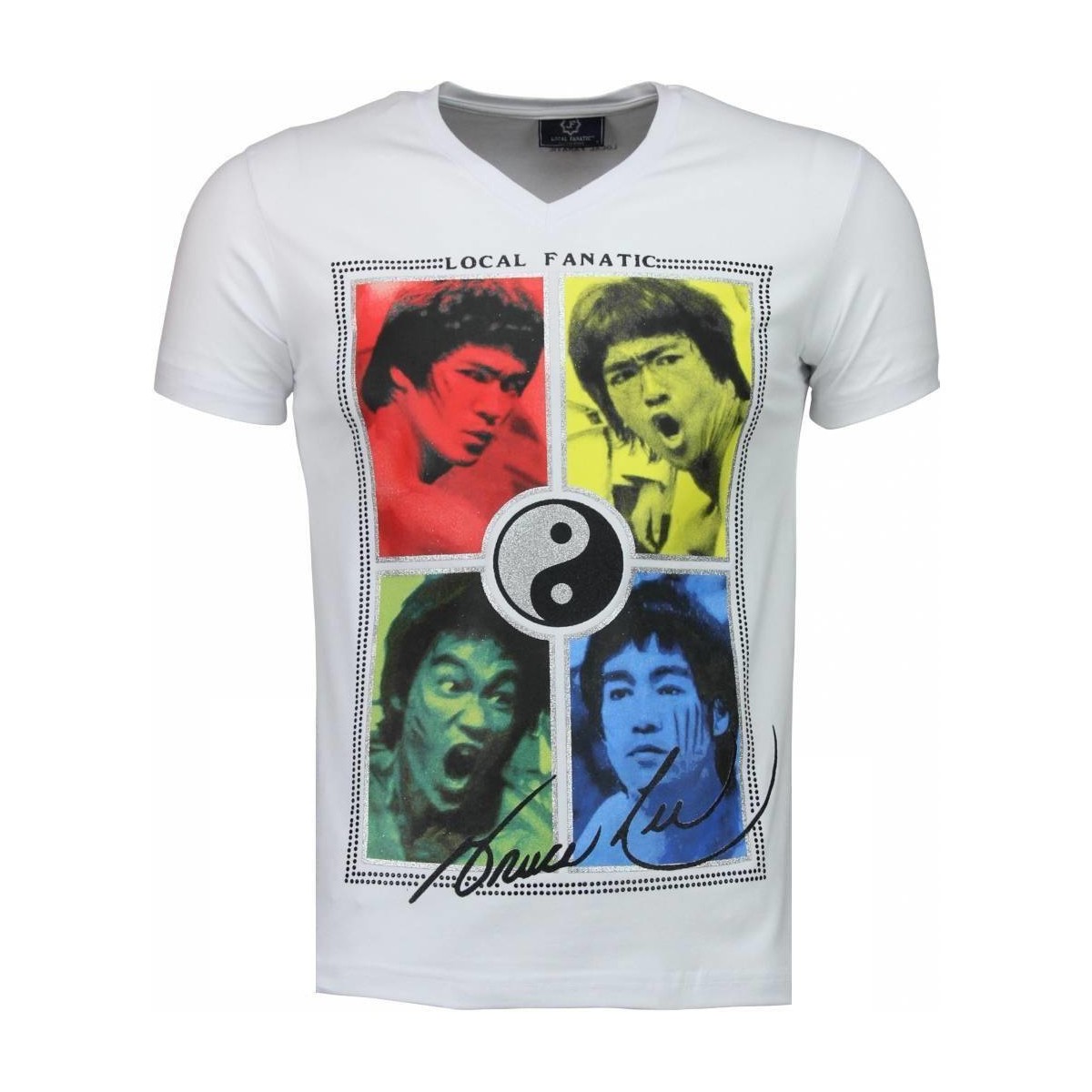 textil Herr T-shirts Local Fanatic Bruce Lee Ying Yang Vit