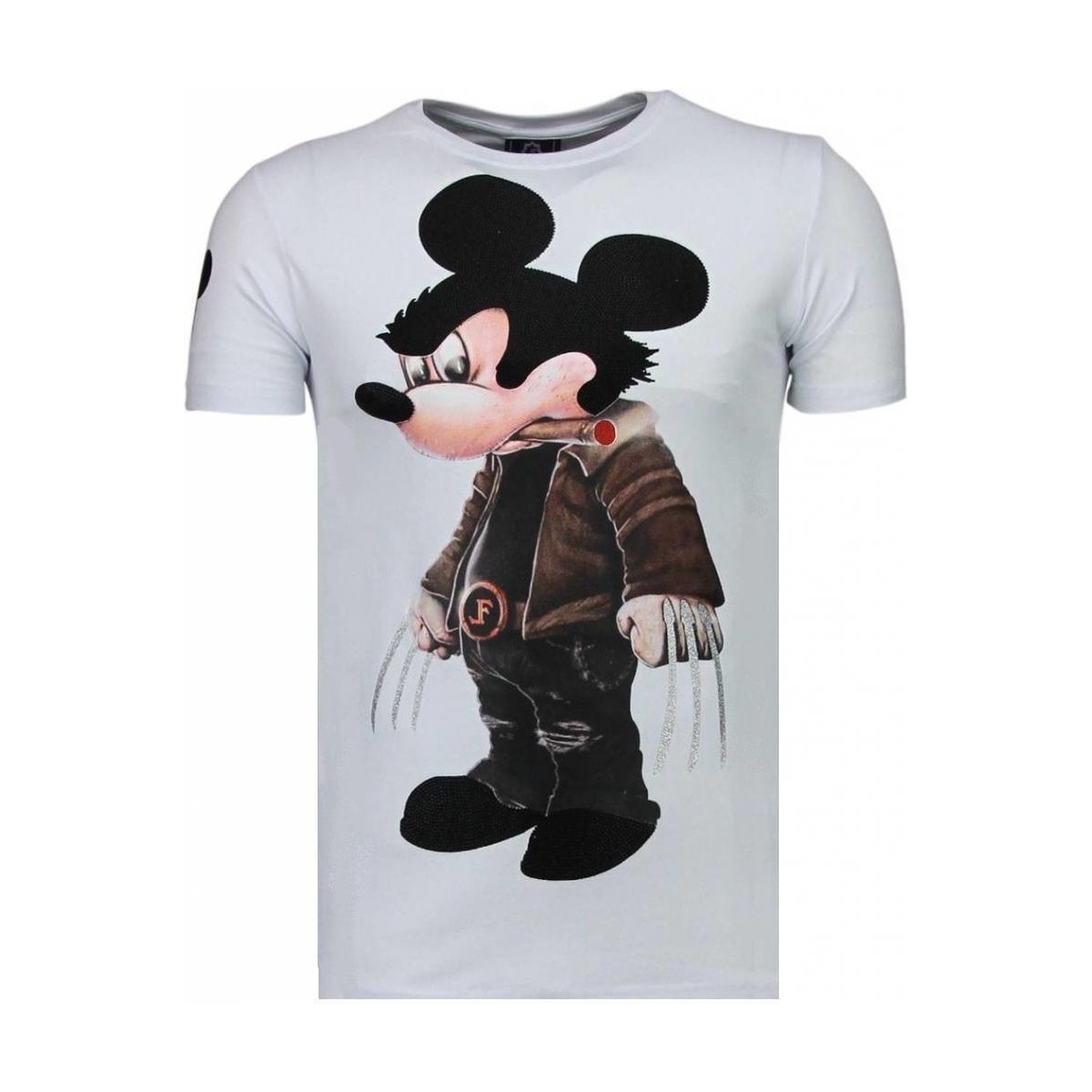 textil Herr T-shirts Local Fanatic Bad Mouse Smoking Rhinestone Vit