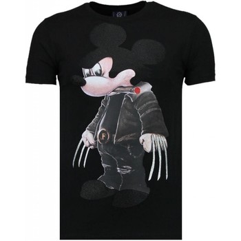 textil Herr T-shirts Local Fanatic Bad Mouse Smoking Rhinestone Svart