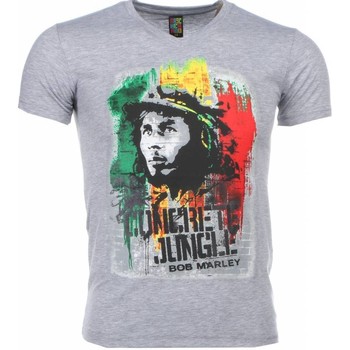 textil Herr T-shirts Local Fanatic Bob Marley Concrete Jungle Print Grå