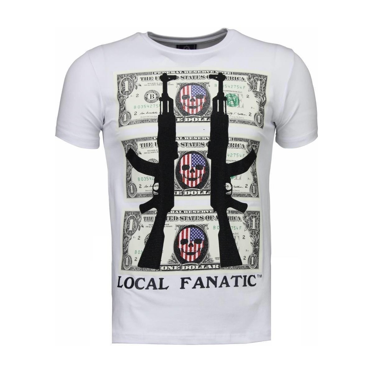 textil Herr T-shirts Local Fanatic AK Dollar Rhinestone Vit