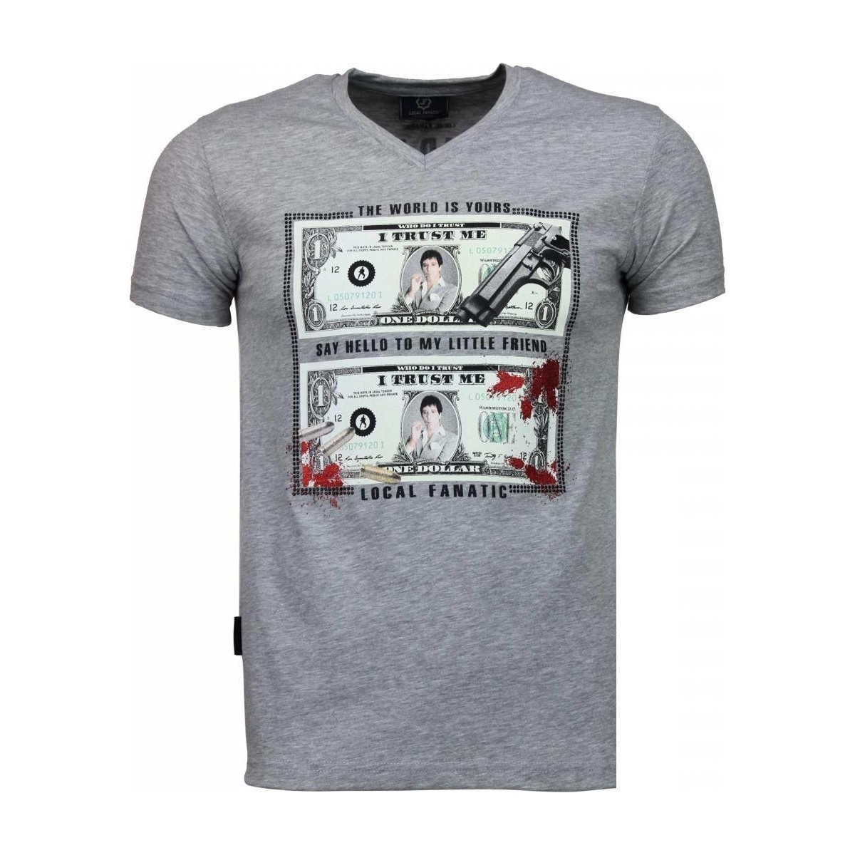 textil Herr T-shirts Local Fanatic Scarface Dollar Black Stones Grå
