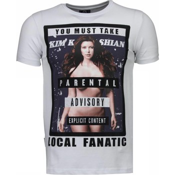 textil Herr T-shirts Local Fanatic Kim Kardashian Rhinestone Vit