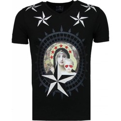 textil Herr T-shirts Local Fanatic Holy Mary Stars Rhinestone Svart