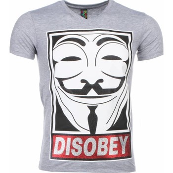 textil Herr T-shirts Local Fanatic Anonymous Disobey Print Grå