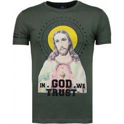 textil Herr T-shirts Local Fanatic Jesus God Trust Rhinestone Grön