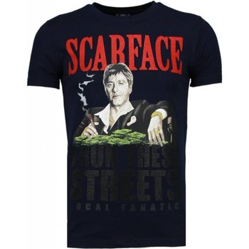 textil Herr T-shirts Local Fanatic Scarface Boss Rhinestone Blå
