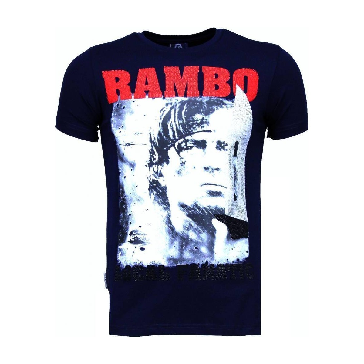 textil Herr T-shirts Local Fanatic Rambo Rhinestone Blå