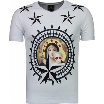 textil Herr T-shirts Local Fanatic Holy Mary Stars Rhinestone Vit