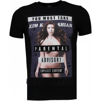 textil Herr T-shirts Local Fanatic Kim Kardashian Rhinestone Svart