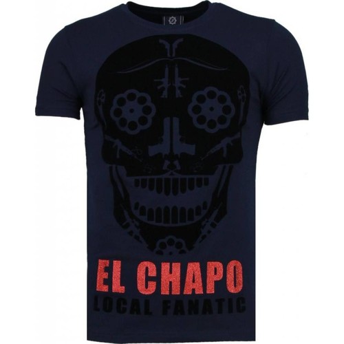 textil Herr T-shirts Local Fanatic El Chapo Flockprint Blå