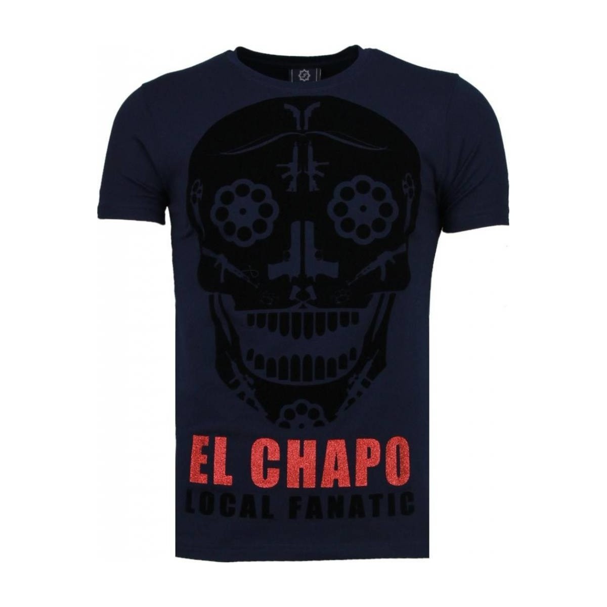 textil Herr T-shirts Local Fanatic El Chapo Flockprint Blå