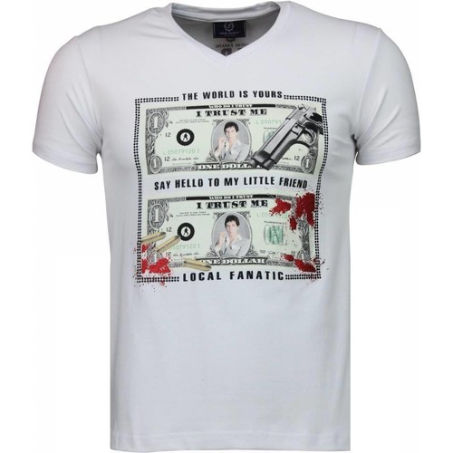 textil Herr T-shirts Local Fanatic Scarface Dollar Black Stones Vit