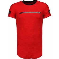 textil Herr T-shirts Justing Exclusief Zipped Chest Rood Röd