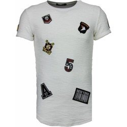 textil Herr T-shirts Justing Exclusive Military Patches Vit