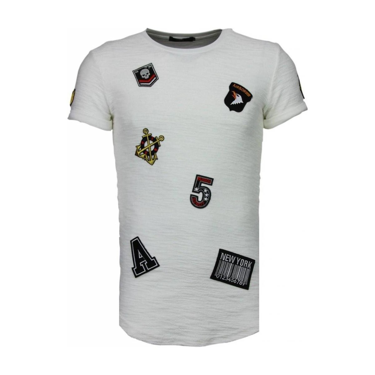 textil Herr T-shirts Justing Exclusive Military Patches Vit