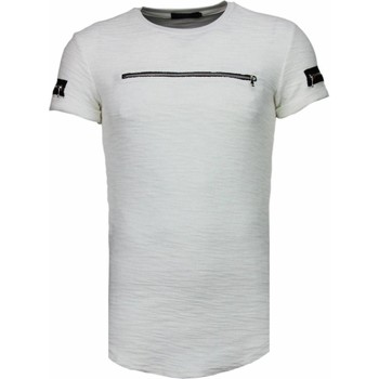 textil Herr T-shirts Justing Exclusief Zipped Chest Wit Vit