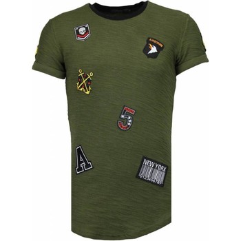 textil Herr T-shirts Justing Exclusive Military Patches Grön