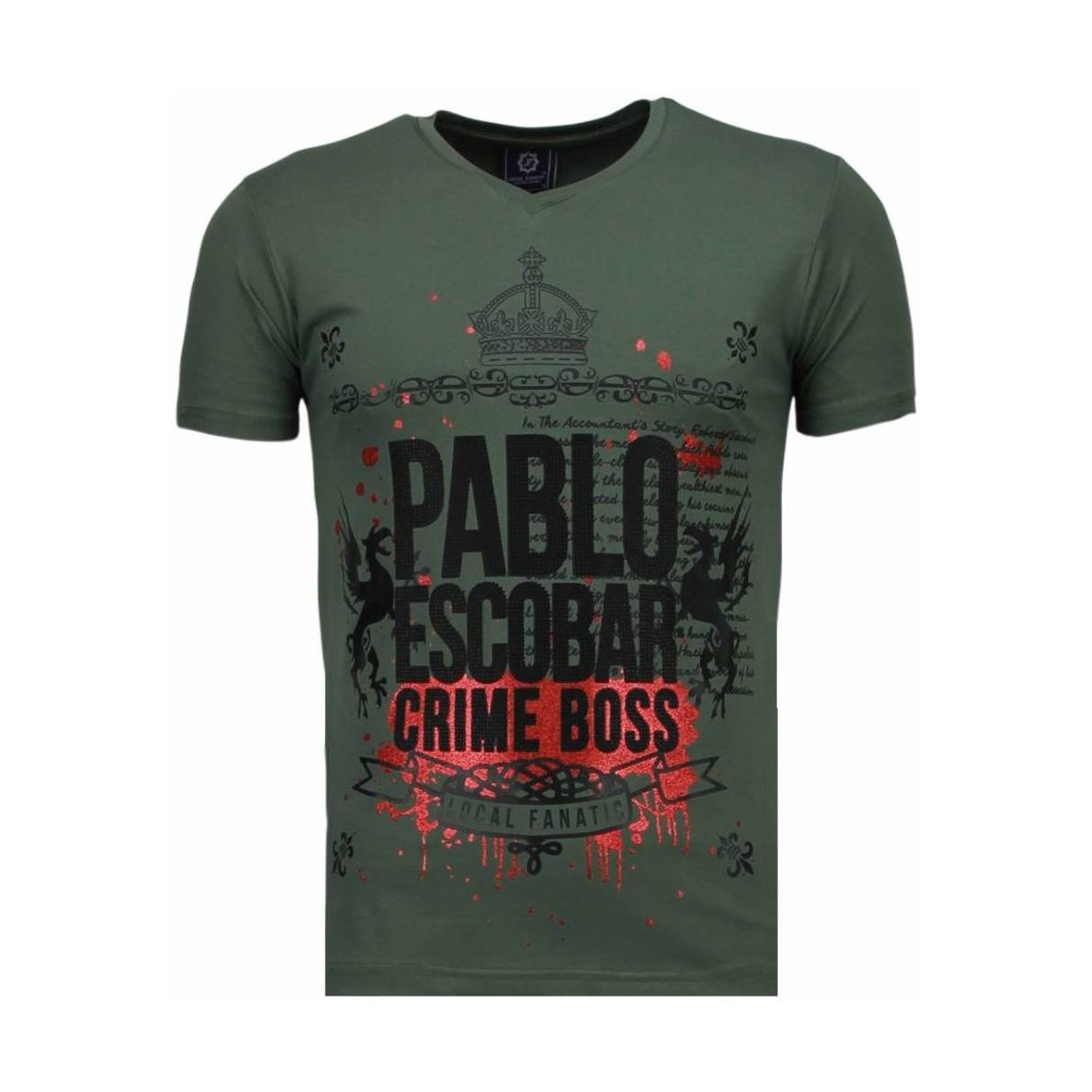 textil Herr T-shirts Local Fanatic Pablo Escobar Boss Rhinestone Grön