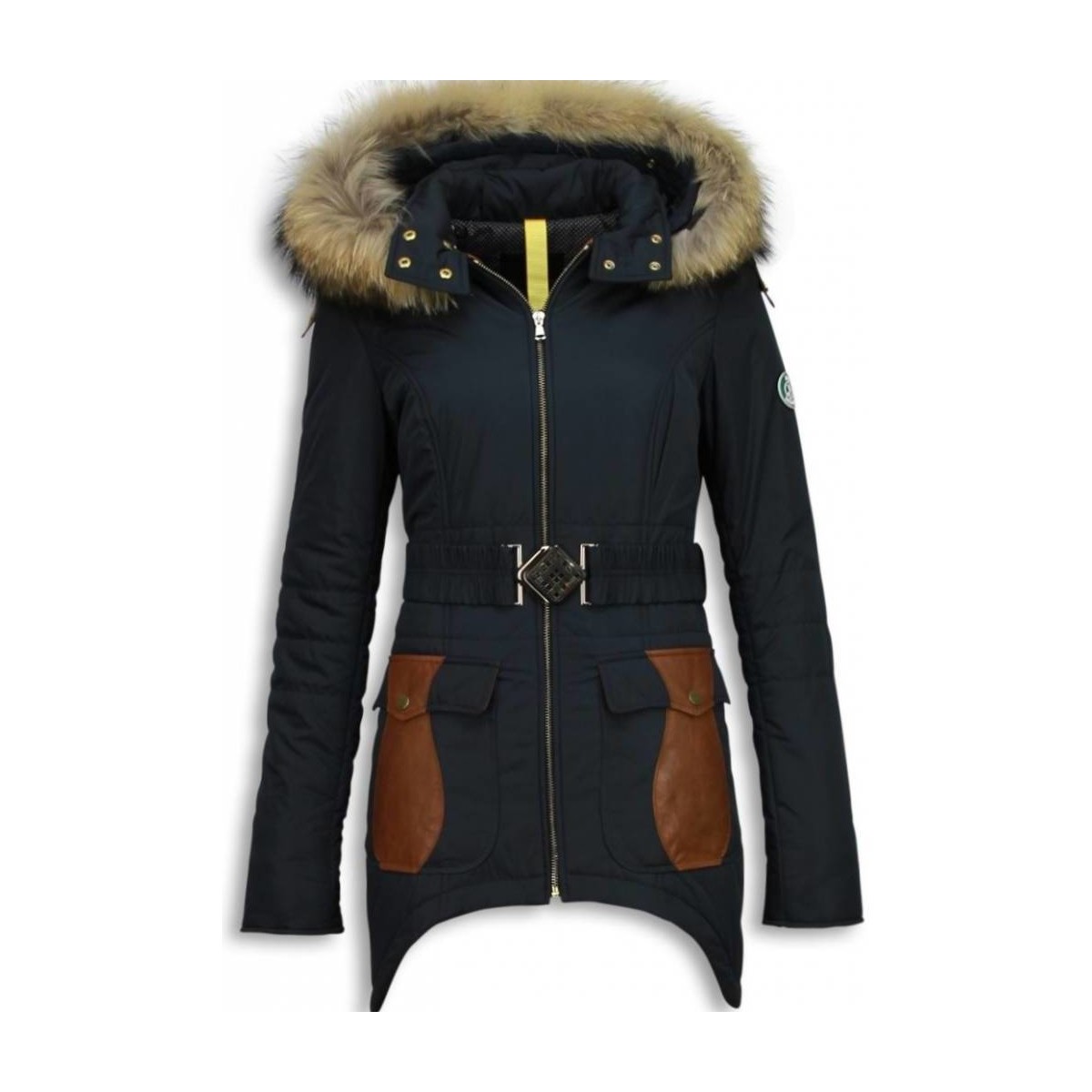 textil Dam Parkas Milan Ferronetti Ladies Fur Coat Jackor Vinter RB Svart