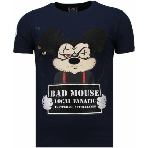 textil Herr T-shirts Local Fanatic State Prison Bad Mouse Rhinestone Blå