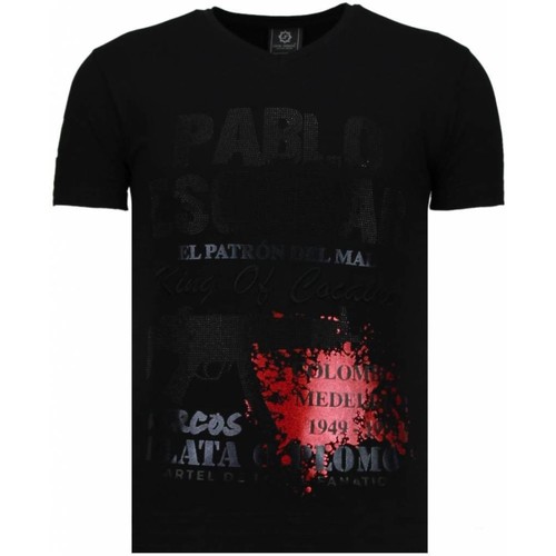textil Herr T-shirts Local Fanatic Pablo Escobar Narcos Rhinestone Svart