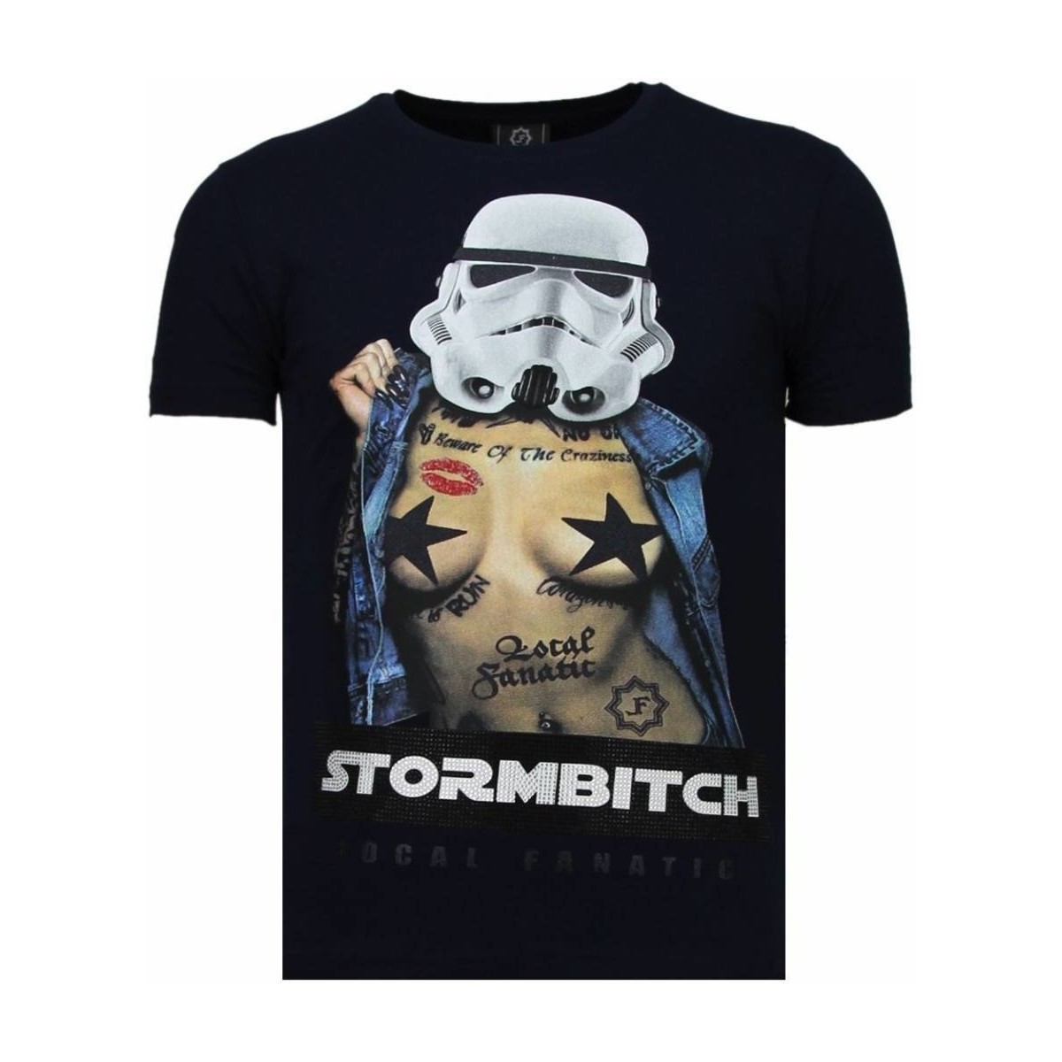textil Herr T-shirts Local Fanatic Stormbitch Rhinestone Blå