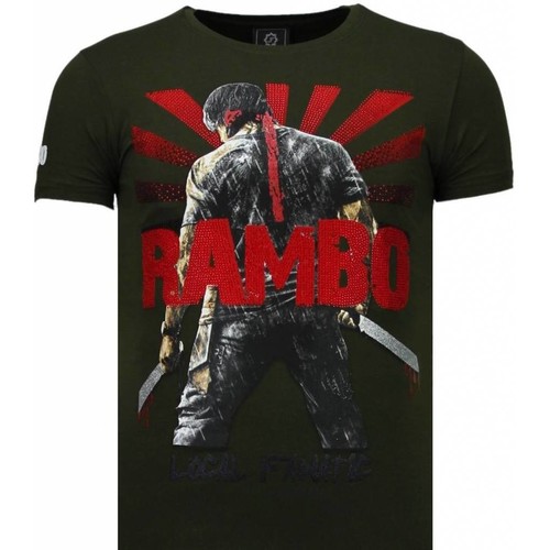textil Herr T-shirts Local Fanatic Rambo Shine Rhinestone Grön