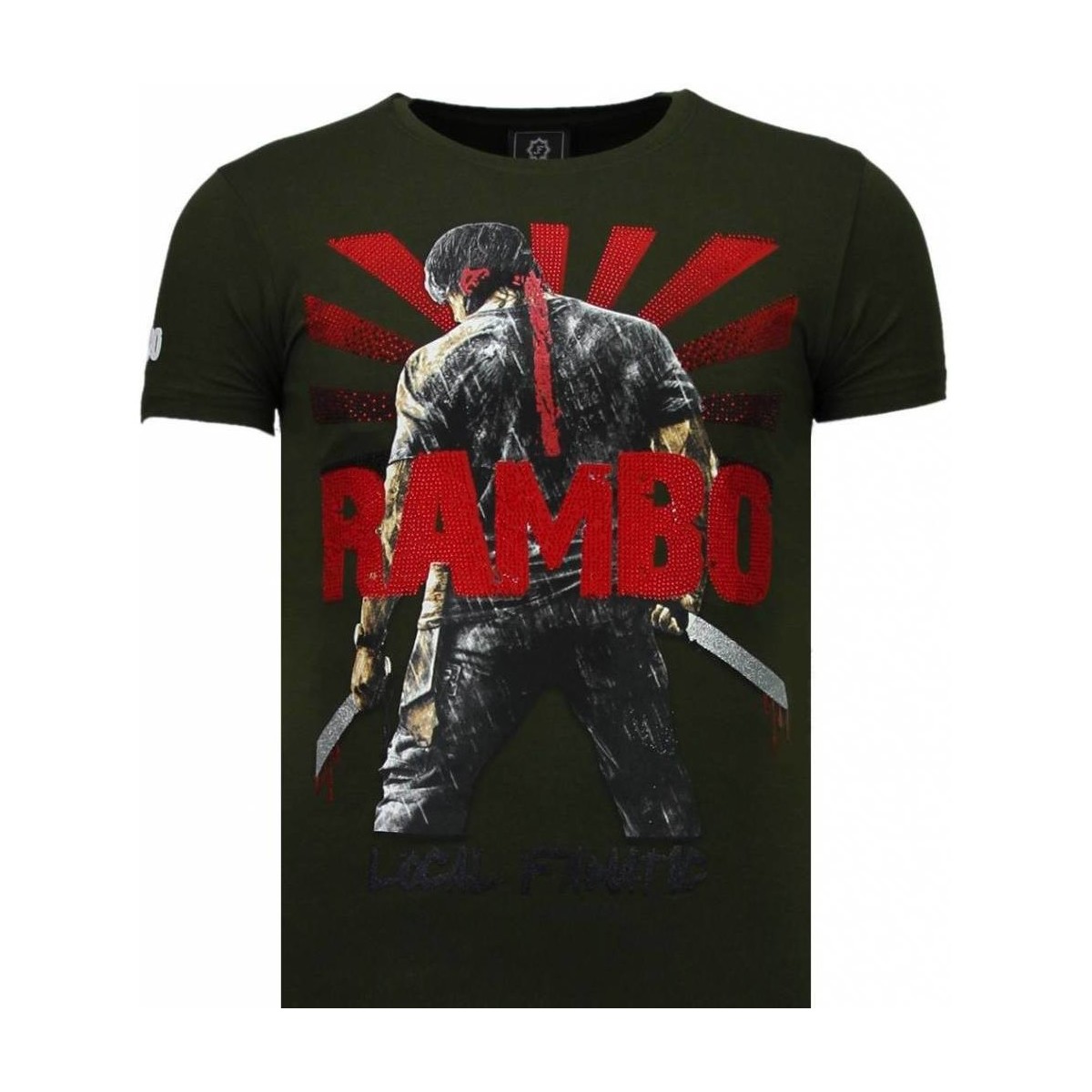 textil Herr T-shirts Local Fanatic Rambo Shine Rhinestone Grön