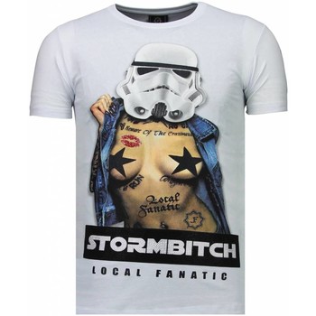 textil Herr T-shirts Local Fanatic Stormbitch Rhinestone Vit