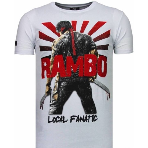 textil Herr T-shirts Local Fanatic Rambo Shine Rhinestone Vit